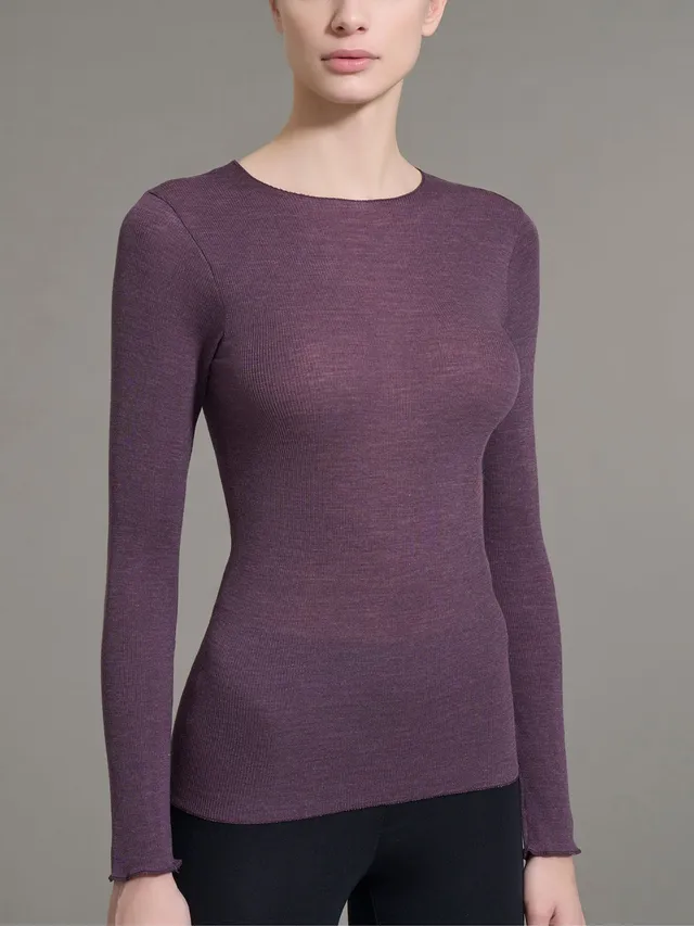 Ragno Lana Seta Maglia Girocollo Plum Perfect Calda