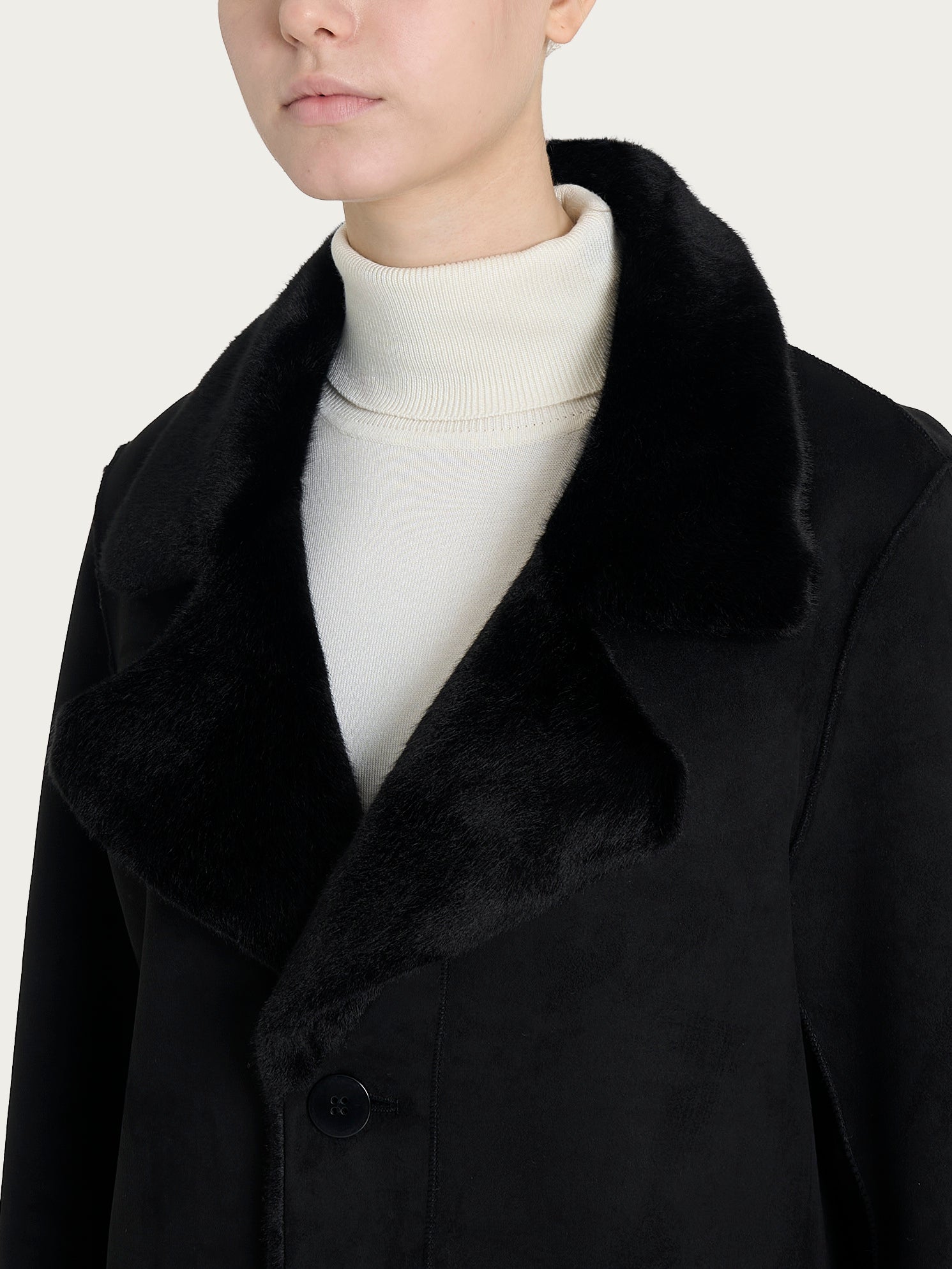 Ragno Comfort Cappotto Lungo Nero Double-Face