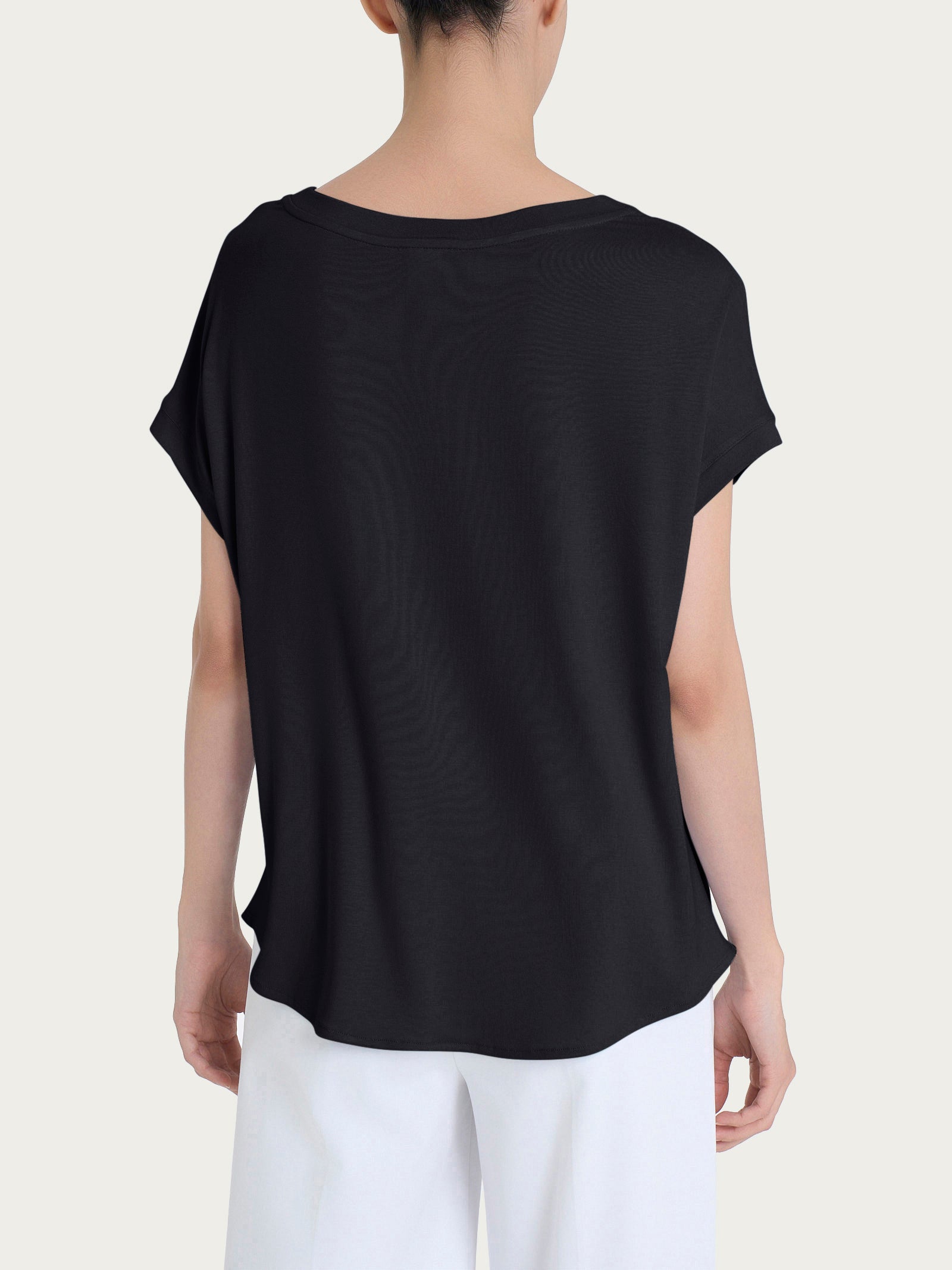 Ragno Relaxed Maglietta Kimono Misto Viscosa Nero