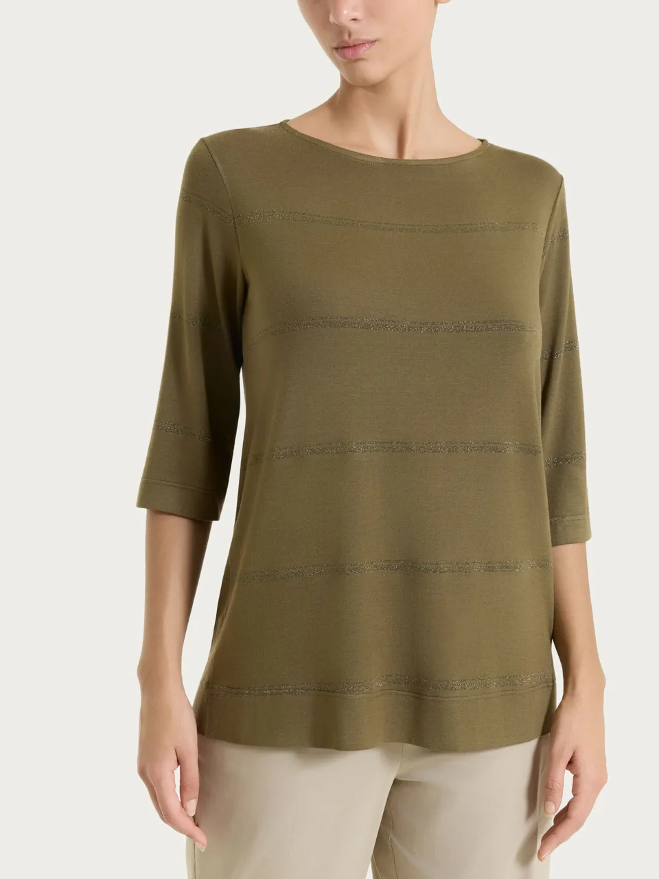 Ragno Viscosa Summer maglietta 3/4 righe Dark Olive viscosa