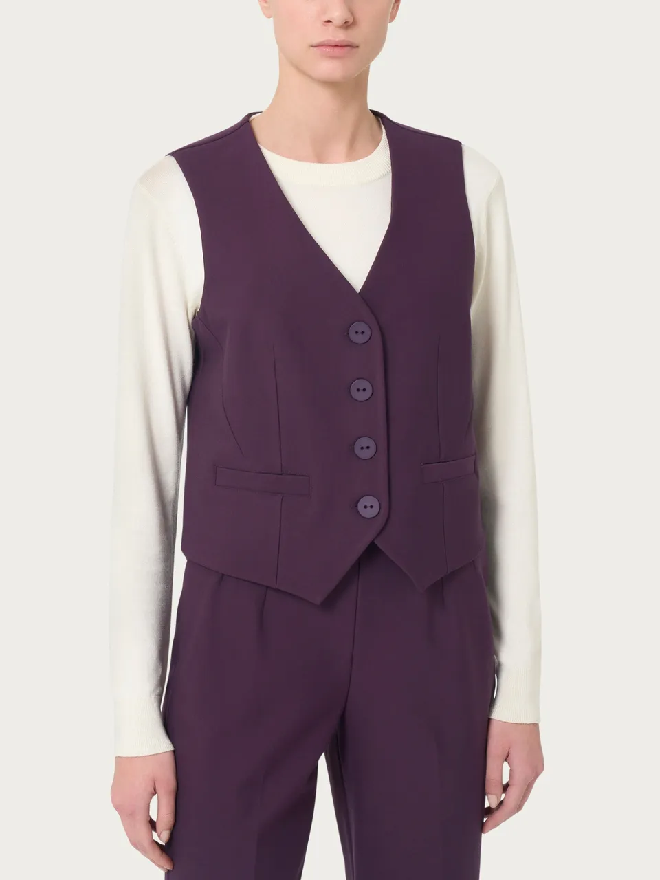 Ragno SL Gilet 4 Bottoni Compact Plum Perfect elegante