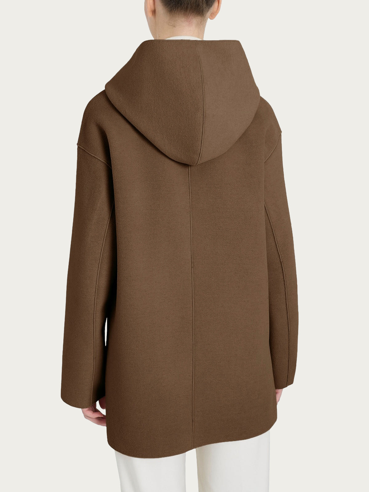 Ragno Vegan Wool giaccone cappuccio marrone bottoni