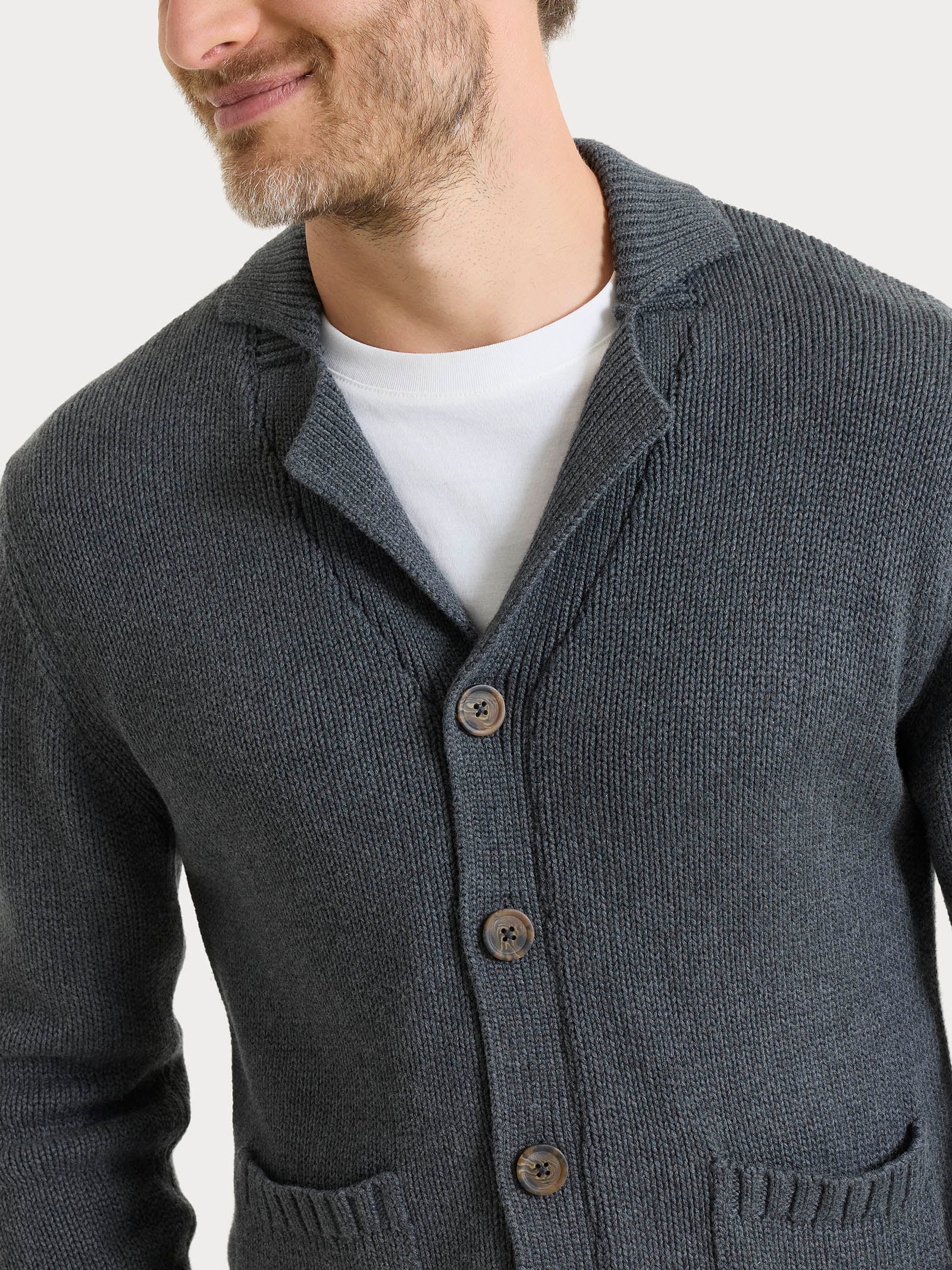 Ragno Winter Cotton cardigan uomo ardesia rever cotone