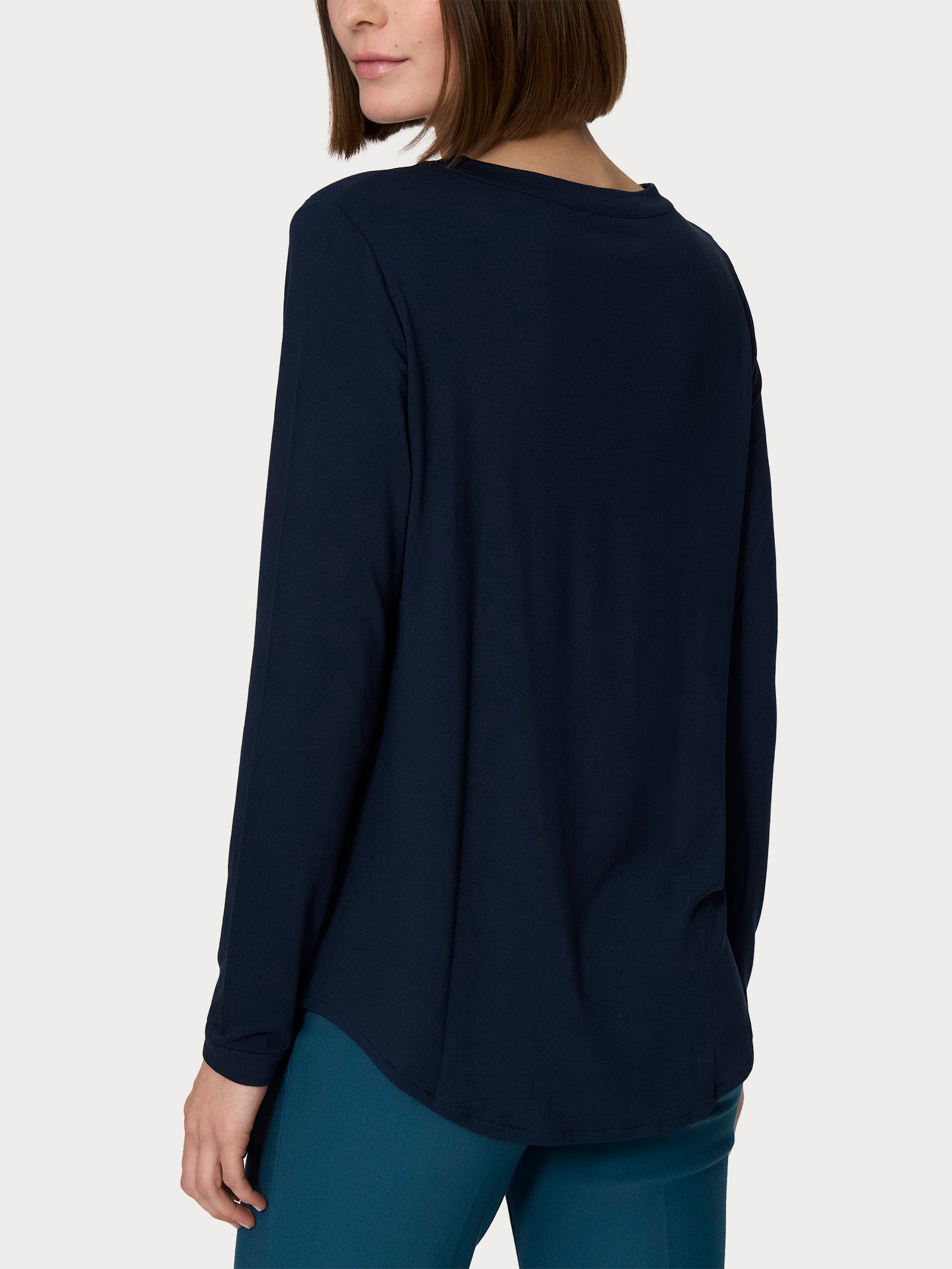 Ragno Eco Viscosa Girocollo manica lunga maglietta Bleu