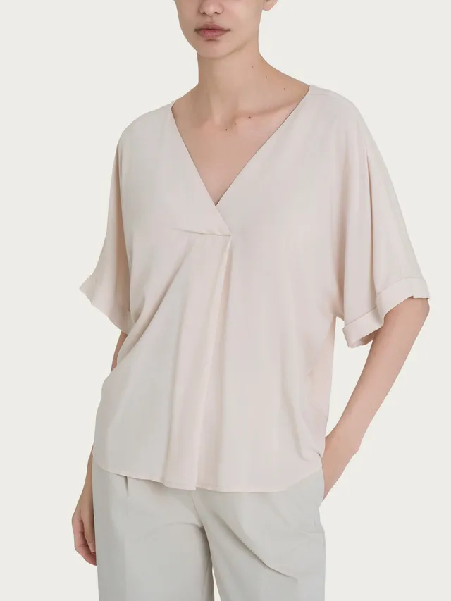 Ragno EcoSeta camicia scollo V donna manica kimono champignon