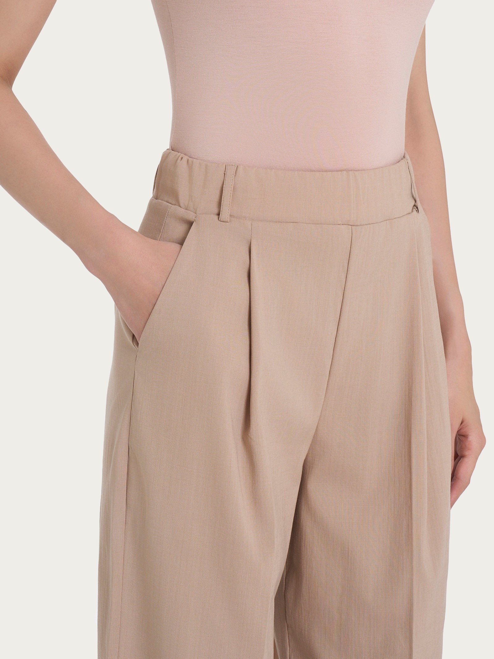 Ragno Super Natural pantalone ampio Warm Taupe tencel