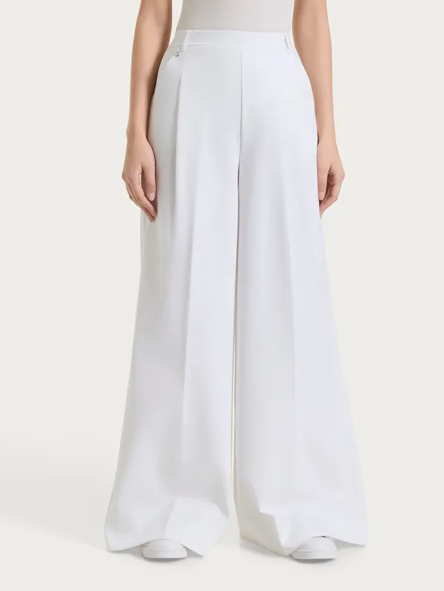 Ragno Compact Light Pantalone palazzo bianco tasche