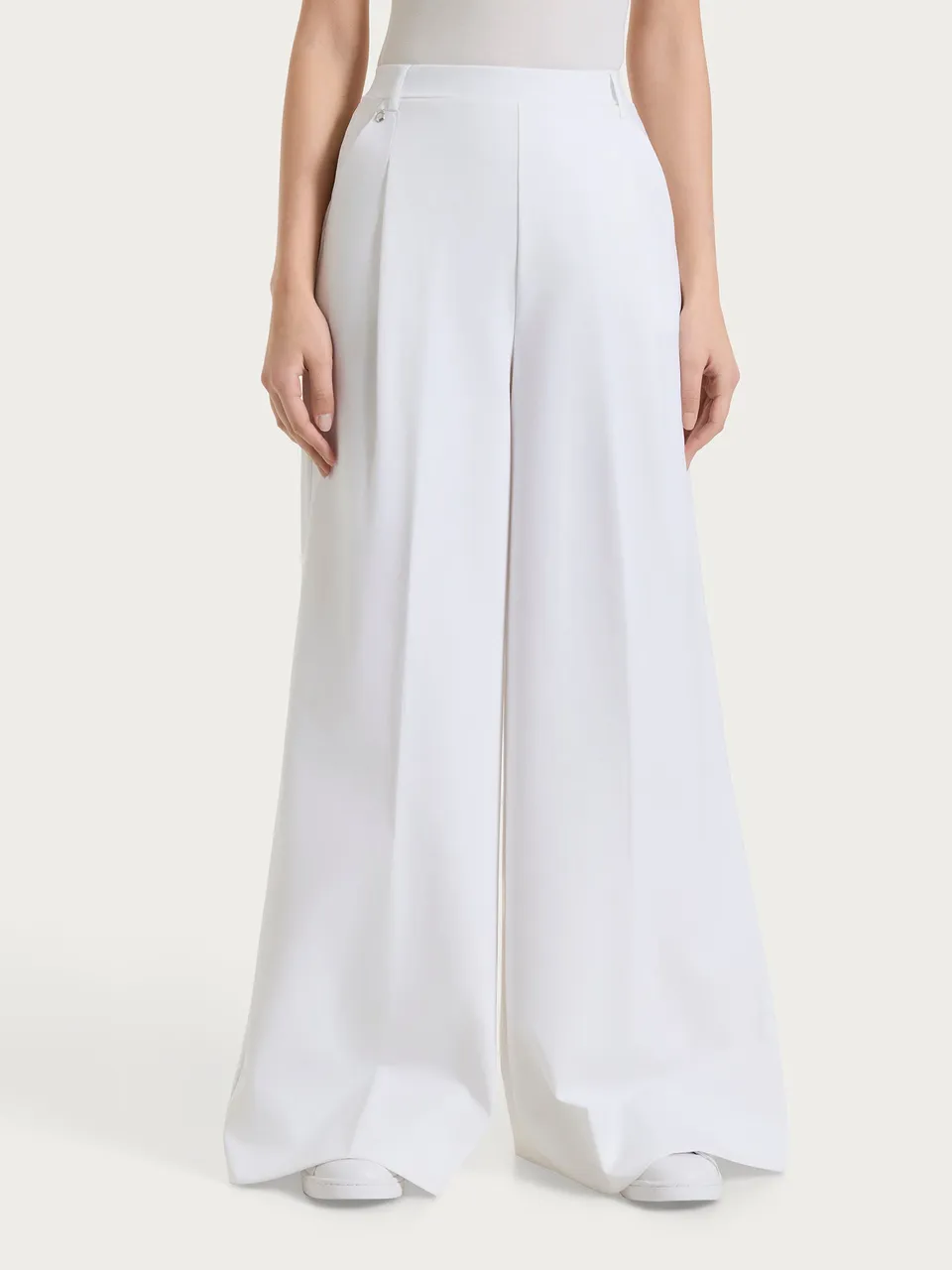 Ragno Compact Light Pantalone palazzo bianco tasche