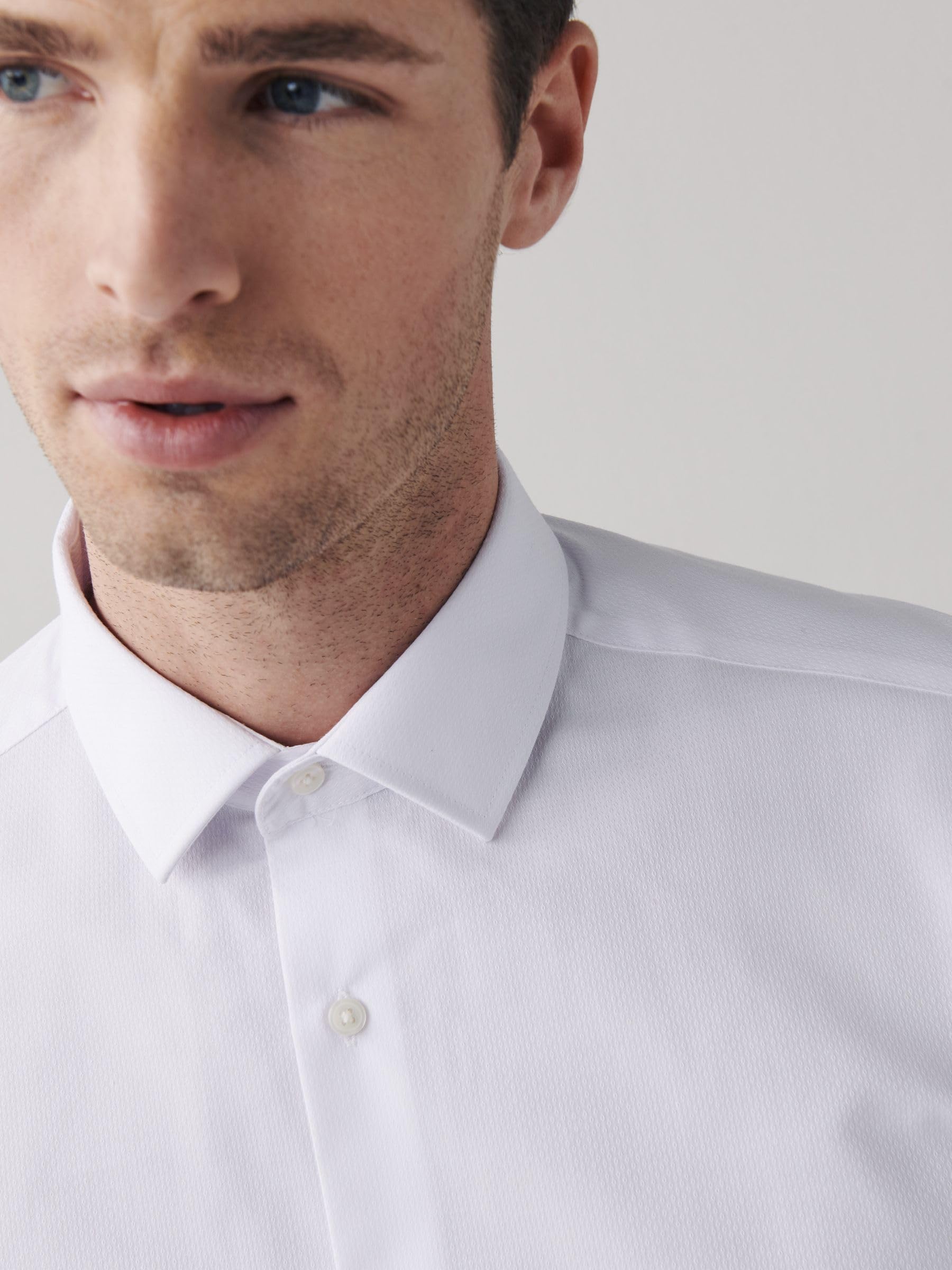 NEXT Camicia Easy-Care Testurizzata Uomo Polsino Singolo