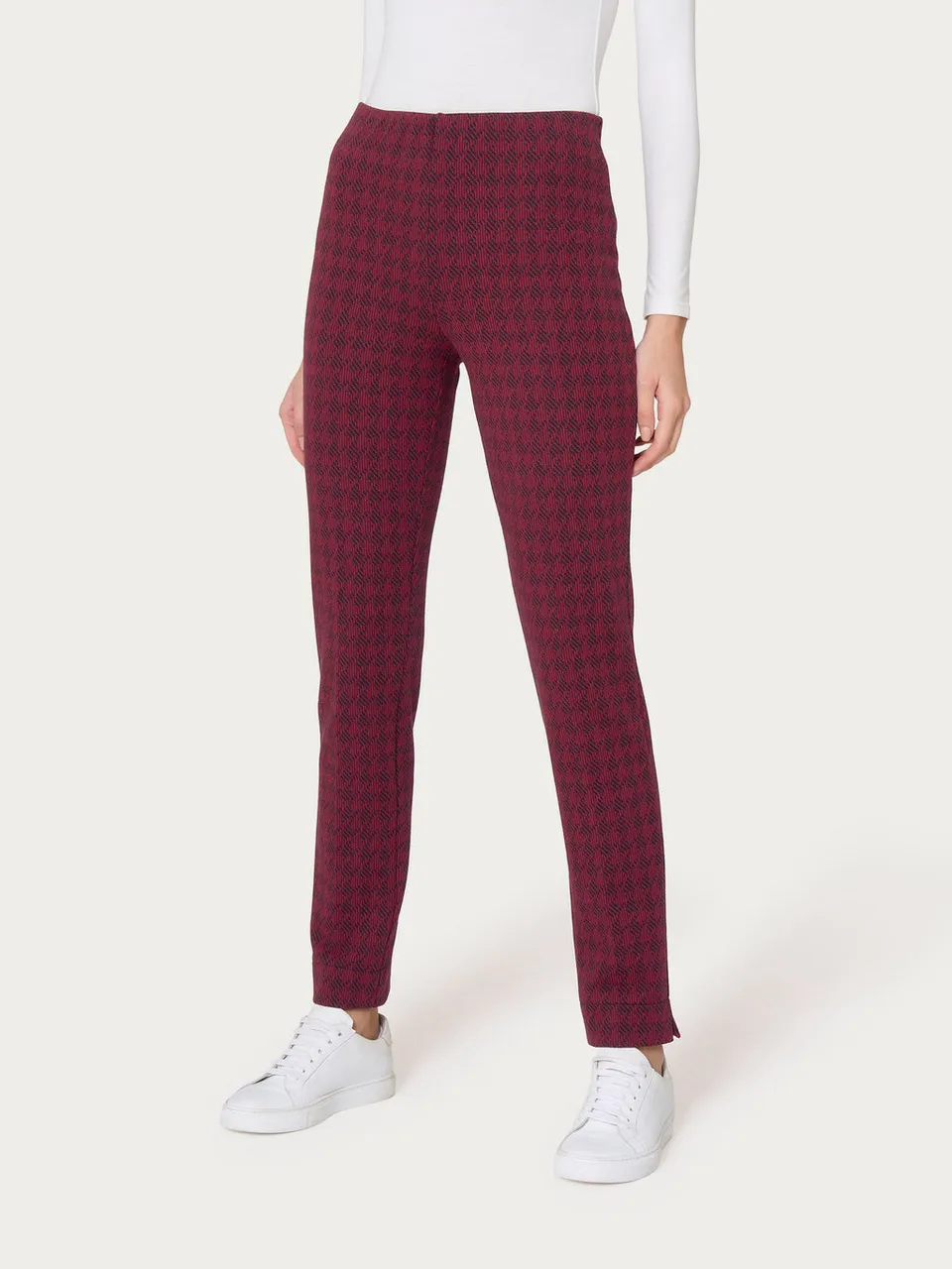Ragno Compact Pantaloni Sigaretta Tibetan Red Jacquard