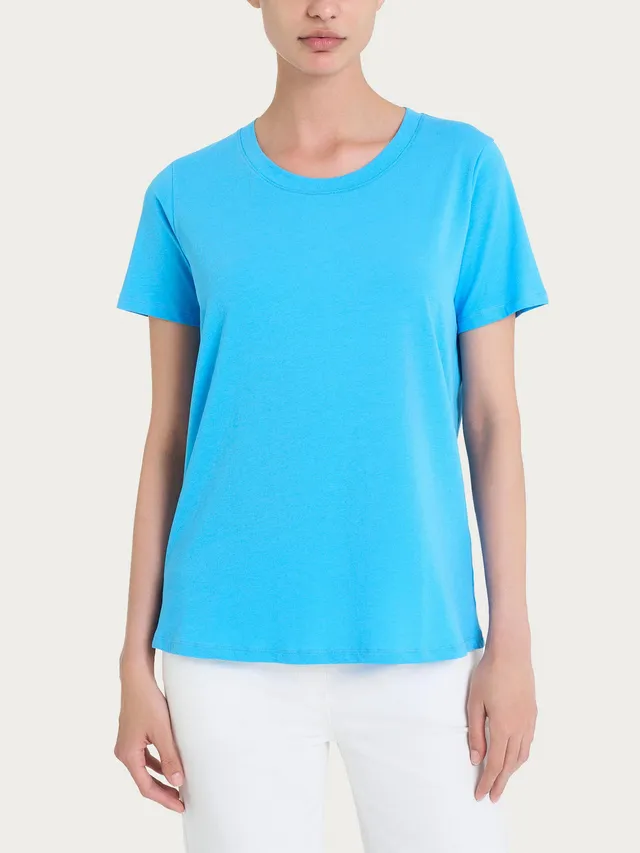 Ragno Ultralight Crew-Neck maglietta azzurra manica corta cotone