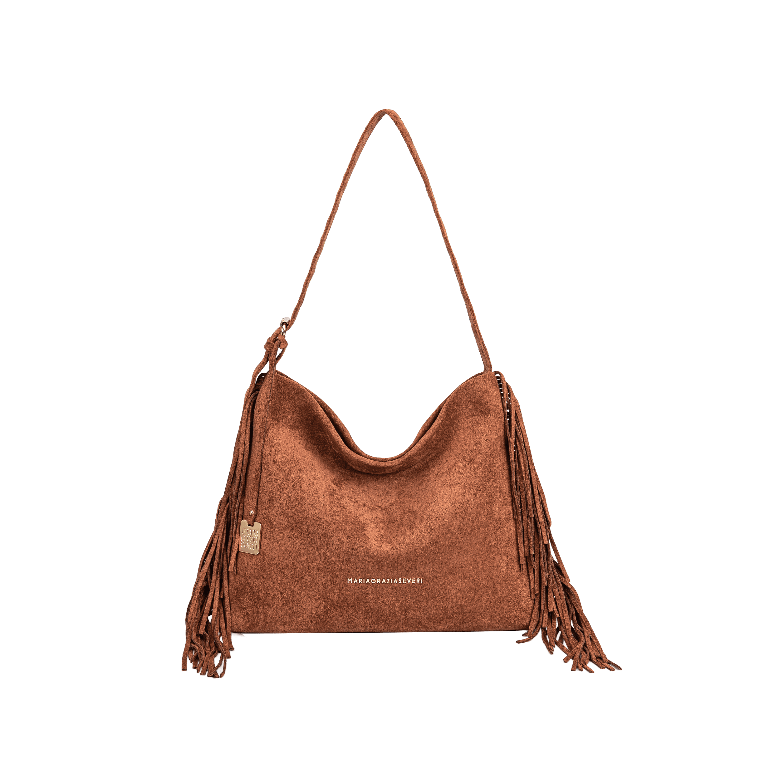 Maria Grazia Severi SSD25550-1 borsa hobo scamosciata con frange