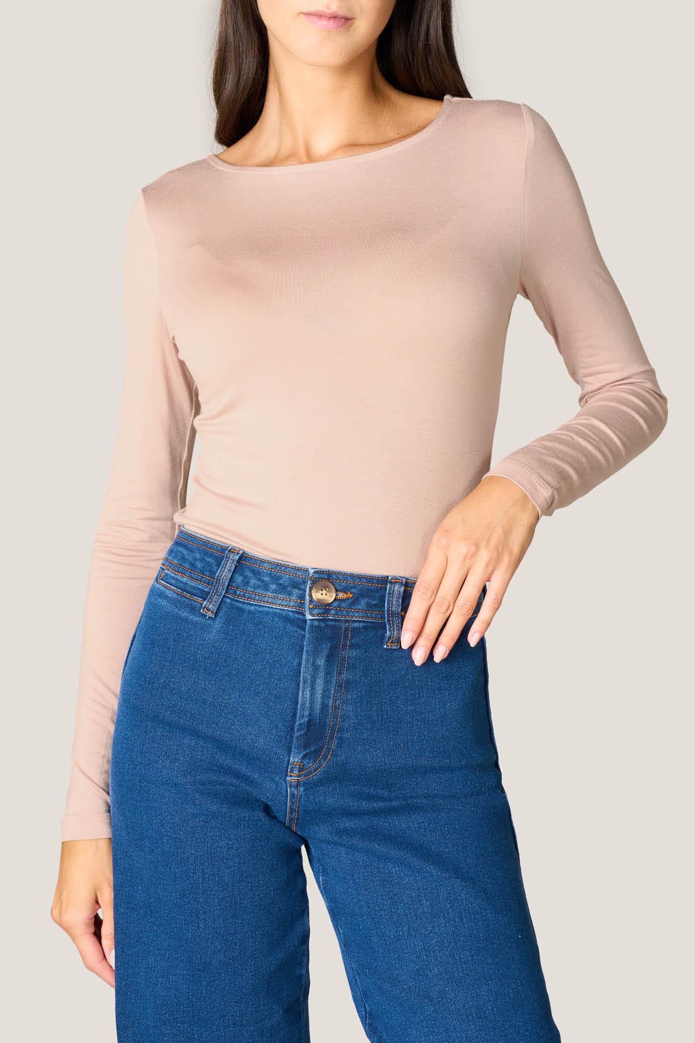 Goldenpoint maglia manica lunga scollo barchetta viscosa