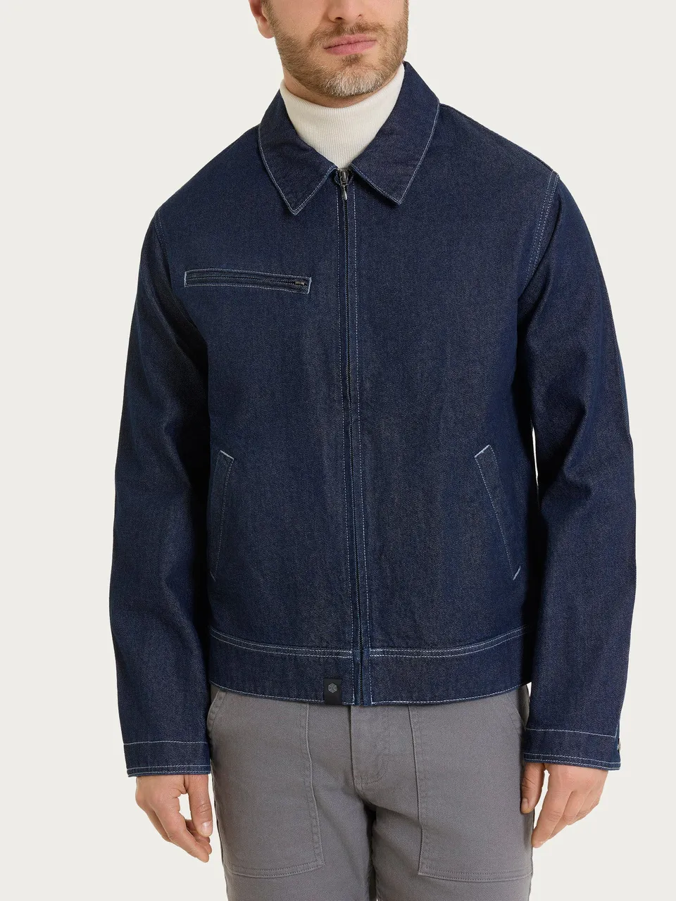 Ragno Super Denim giacca zip Dark Navy cotone
