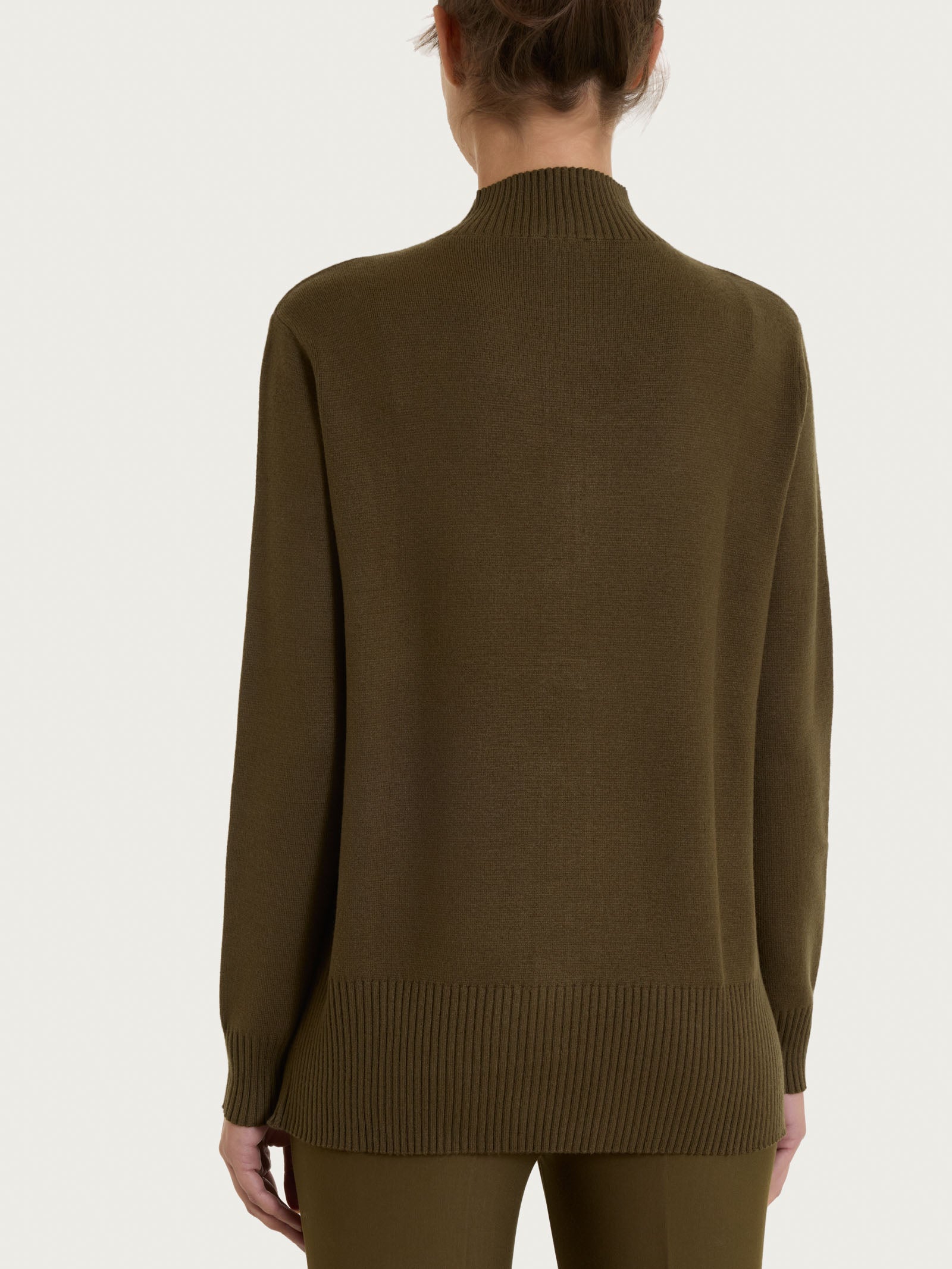 Ragno Four Seasons cardigan Dark Olive zip boxy