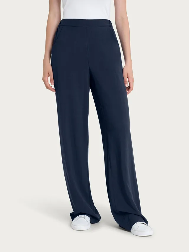 Ragno EcoSeta Pantalone ampio wide leg Bleu