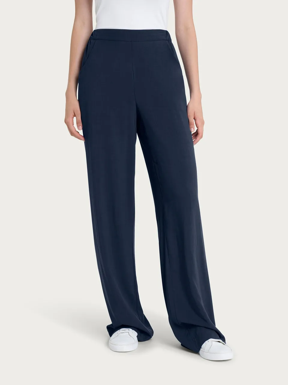 Ragno EcoSeta Pantalone ampio wide leg Bleu