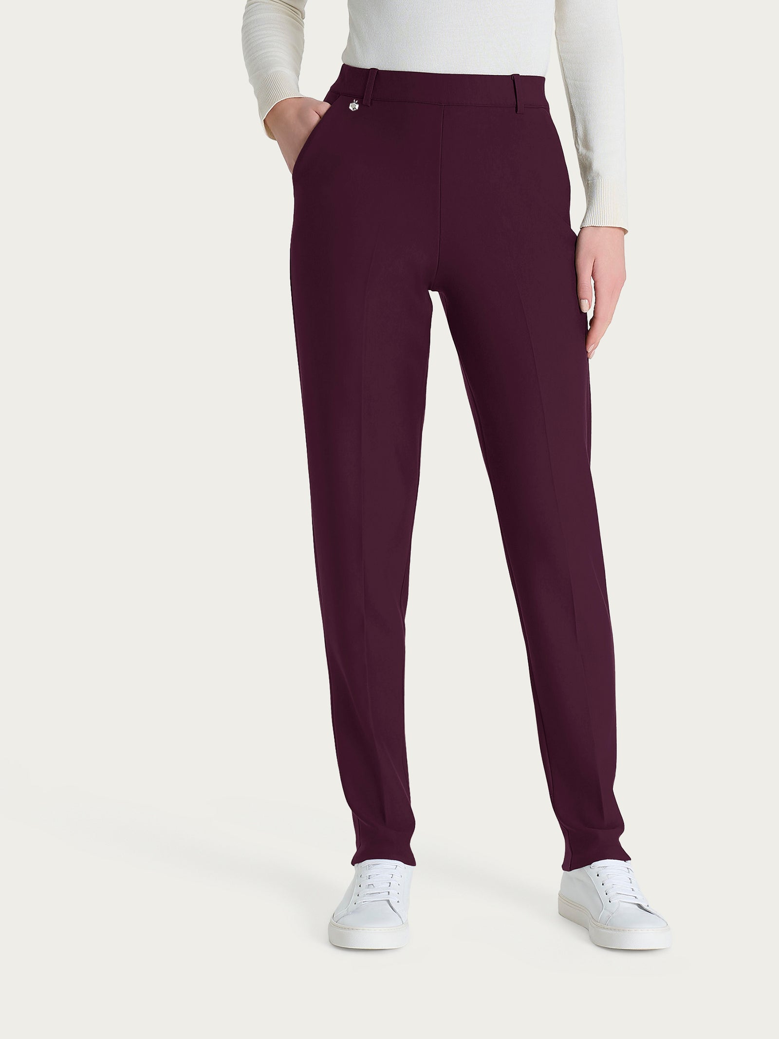 Ragno Compact Chino Pantalone Viola con Tasche
