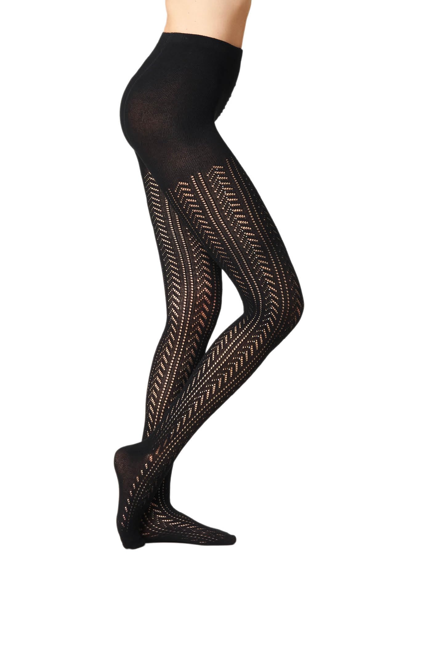 Goldenpoint Chevron collant traforato con strass motivo chevron