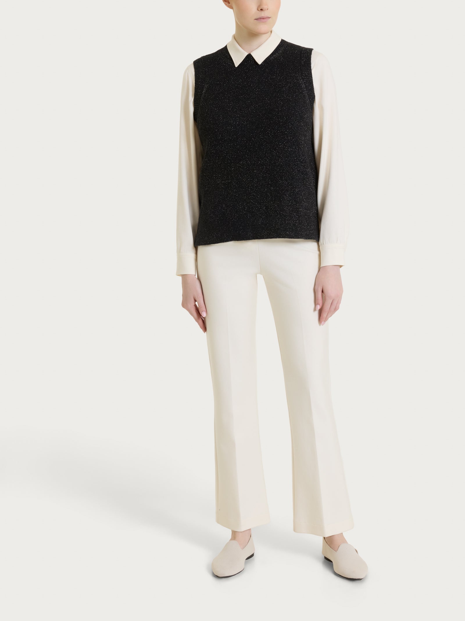 Ragno Soft Wool smanicato Fant Nero punto riso lurex