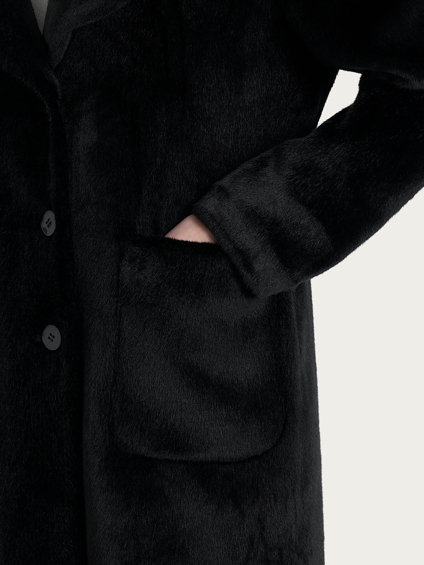 Ragno Comfort Cappotto Lungo Nero Double-Face