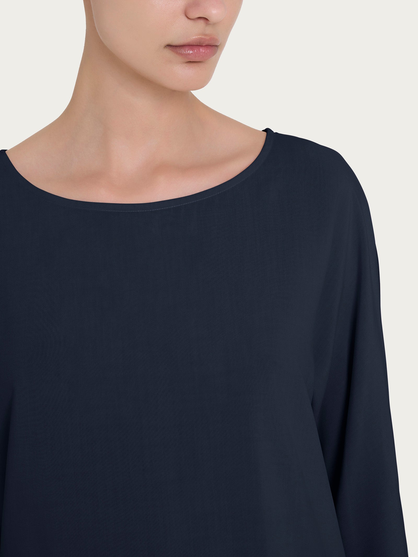 Ragno Viscosa Summer maglietta kimono 3/4 Bleu viscosa