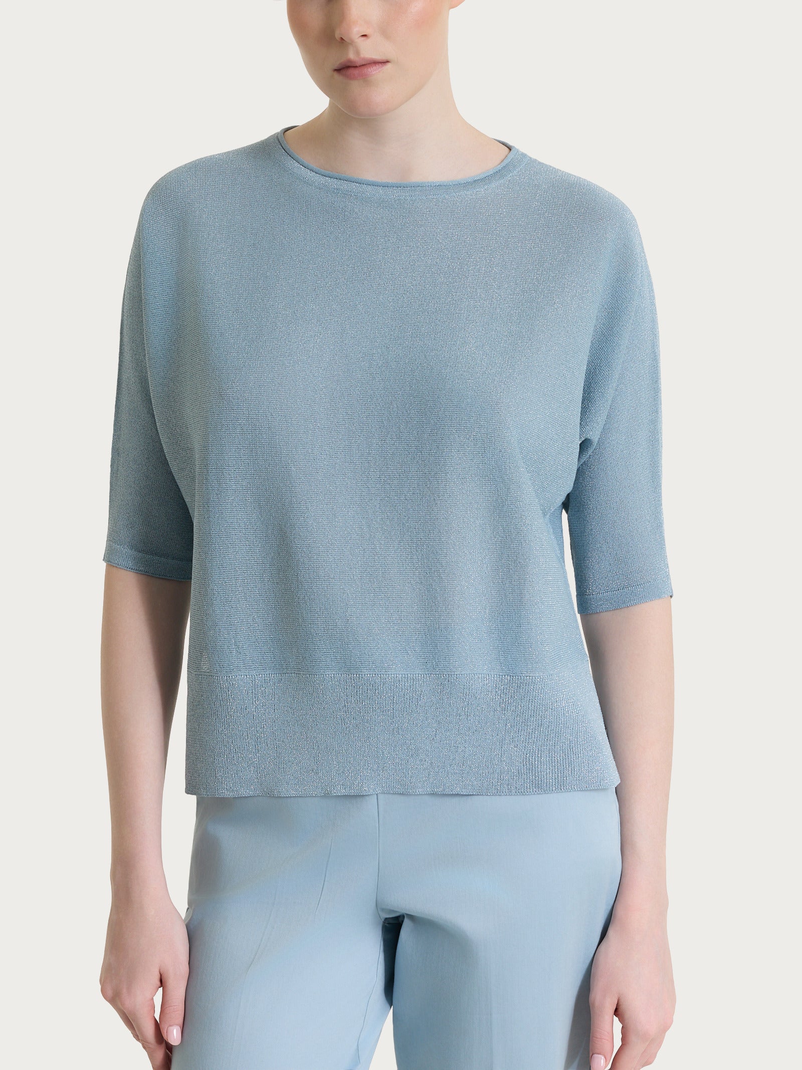 Ragno Maglia Pipistrello Crêpe Lurex Dusty Blue