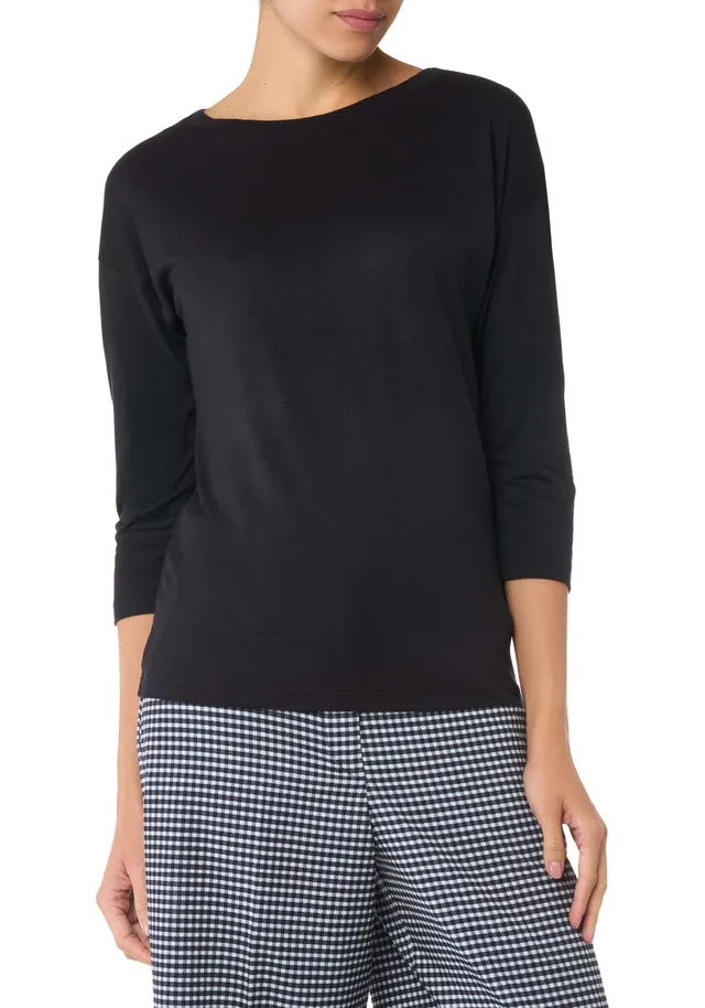 Goldenpoint maglia manica 3/4 scollo barchetta nera taglia M
