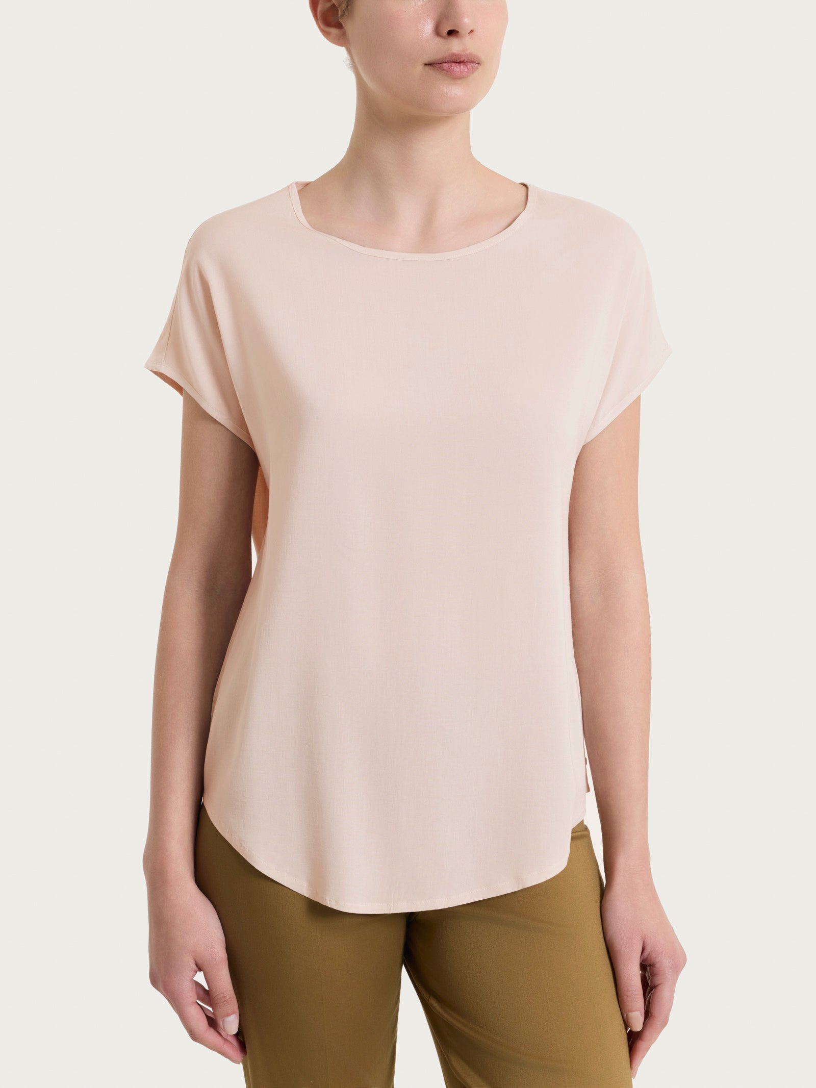 Ragno Voile Stretch Blusa kimono cameo rose manica corta