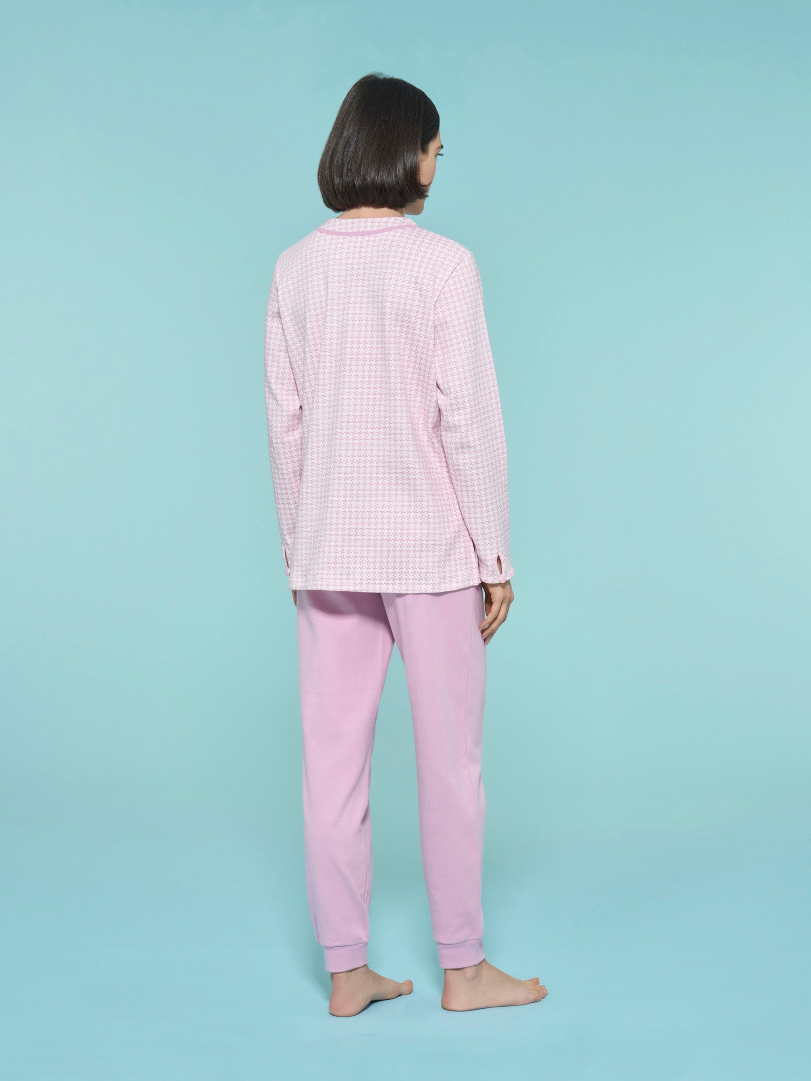 Ragno pigiama lungo aperto cotone mauve mist interlock