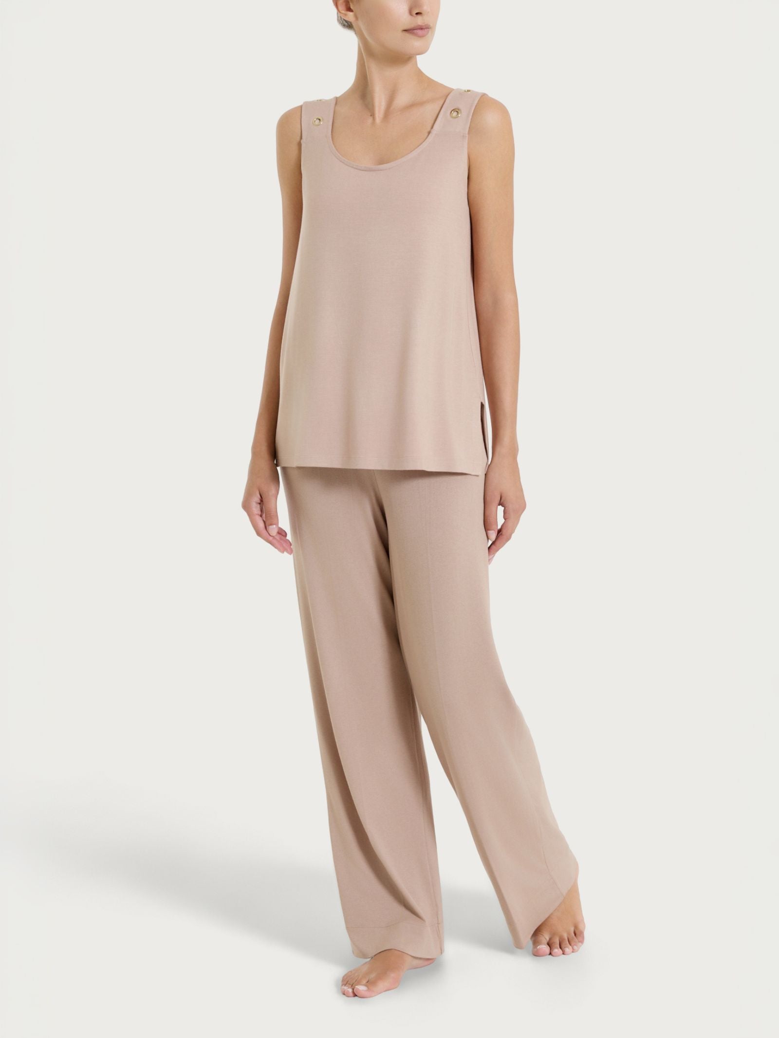 Ragno Viscosa Summer Top Spalla Larga occhielli Taupe