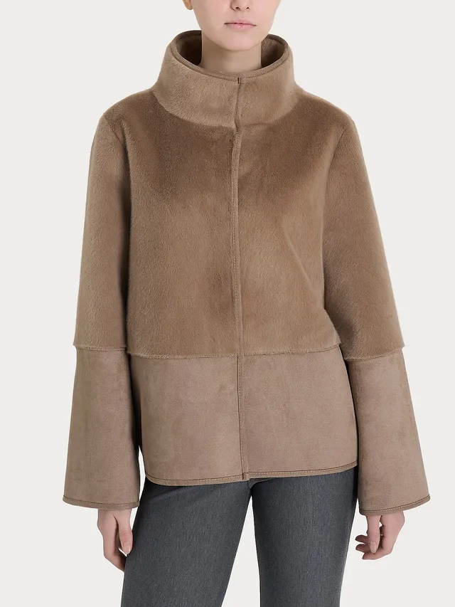 Ragno Vegan Shearling giacca corta double-face Pine Bark