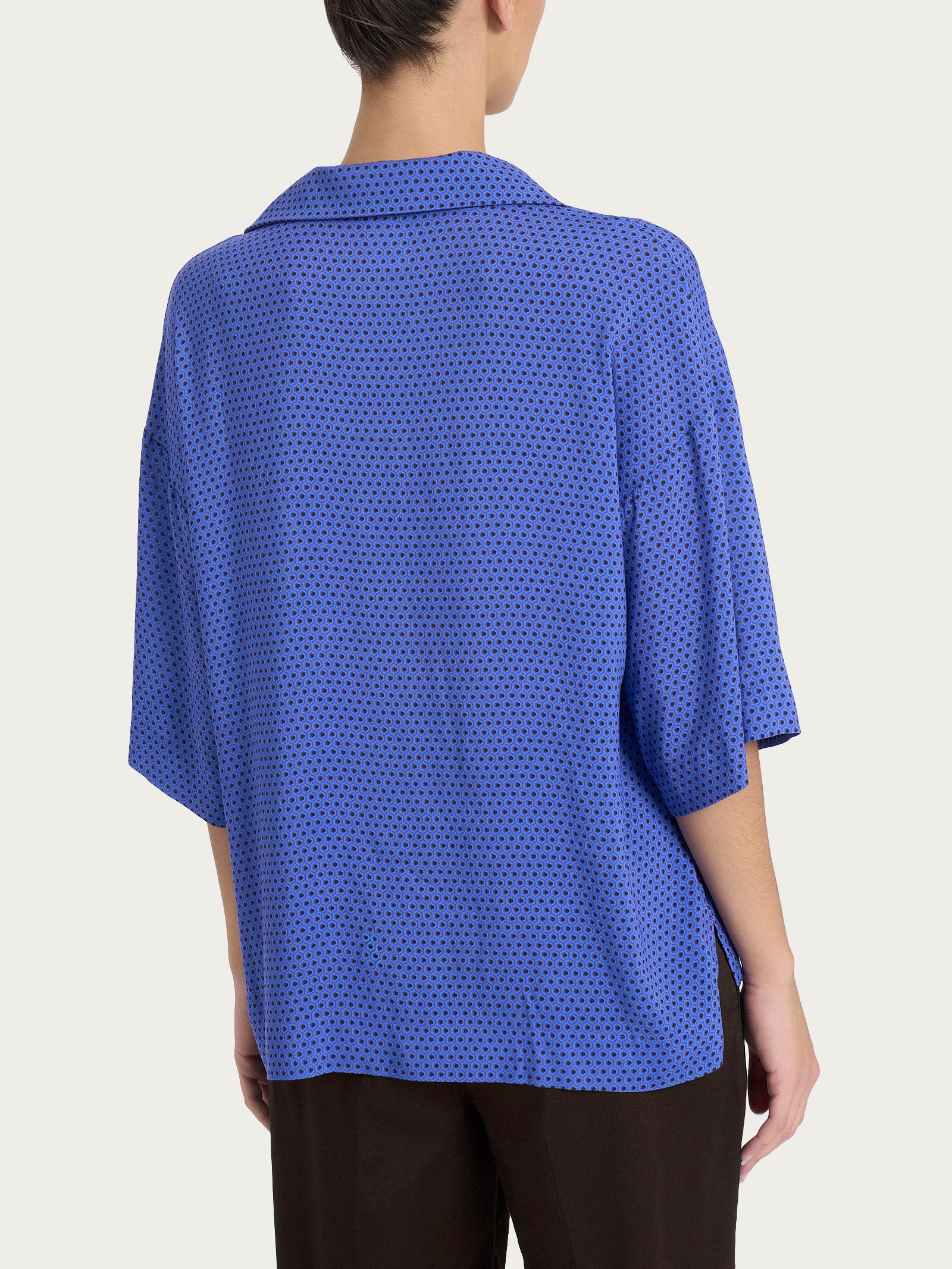 Ragno Ecoseta blusa colletto Dazzling Blue viscosa maniche 3/4