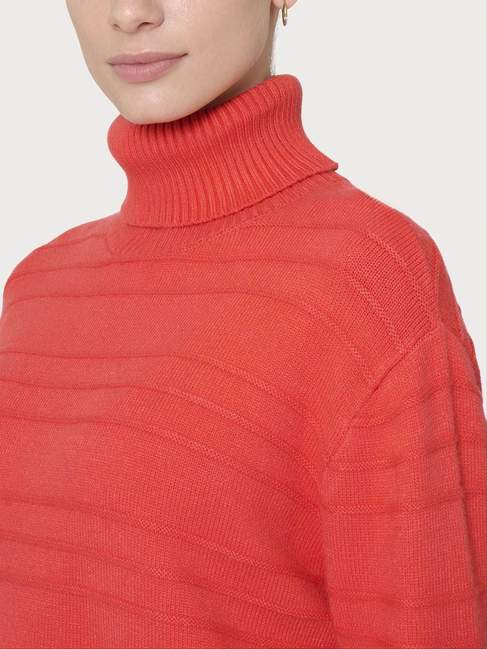 Ragno Super Soft maglia dolcevita righe Cayenne misto viscosa