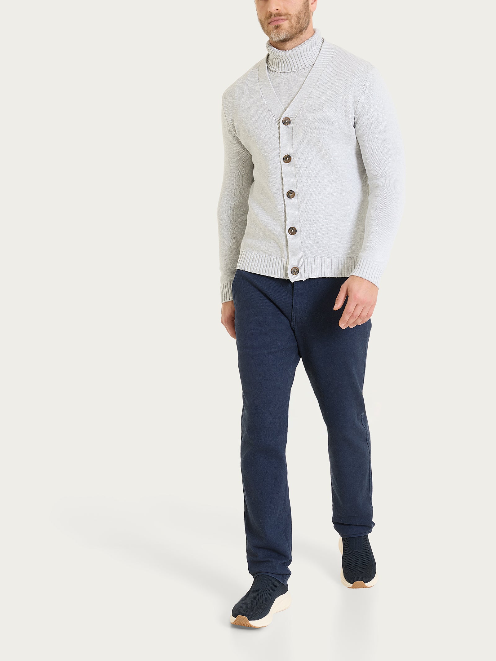 Ragno Winter Cotton Cardigan Dawn Blue Mel. uomo