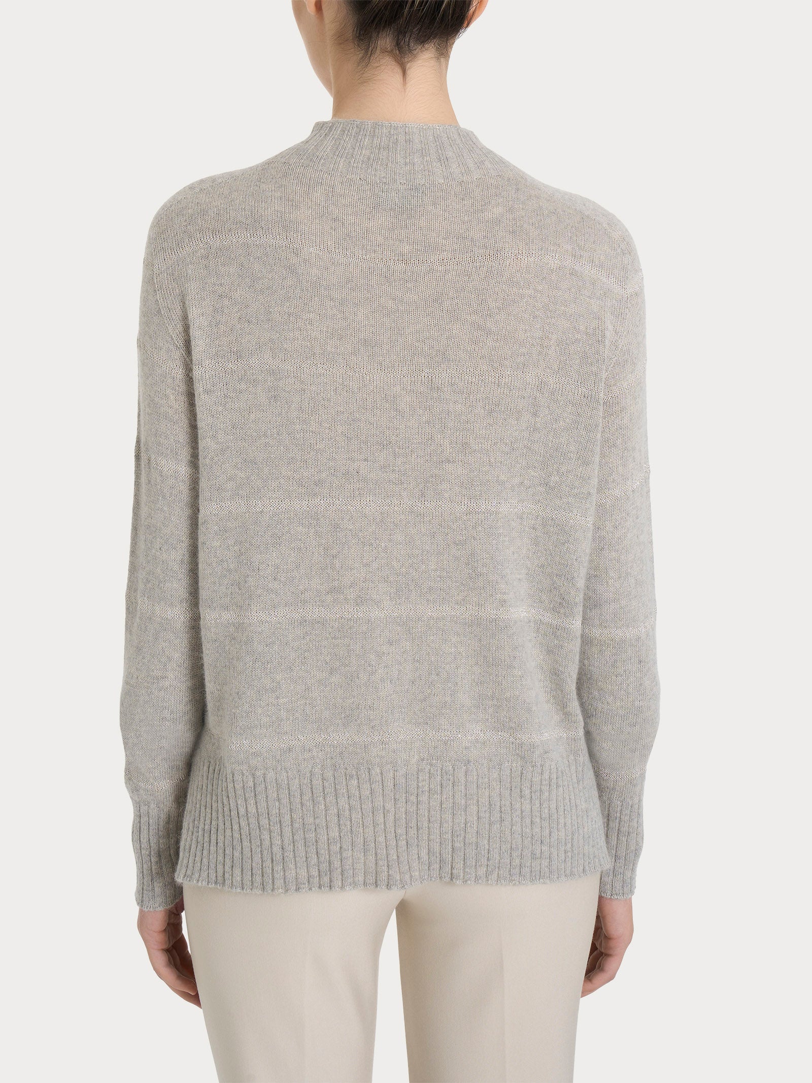 Ragno Merino Soft Lupetto Corto Righe Ghiaia Mel. Angora