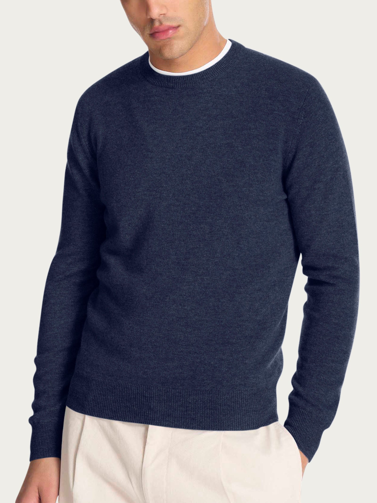 Ragno Cashmerino maglia girocollo uomo lana Denim Mel.