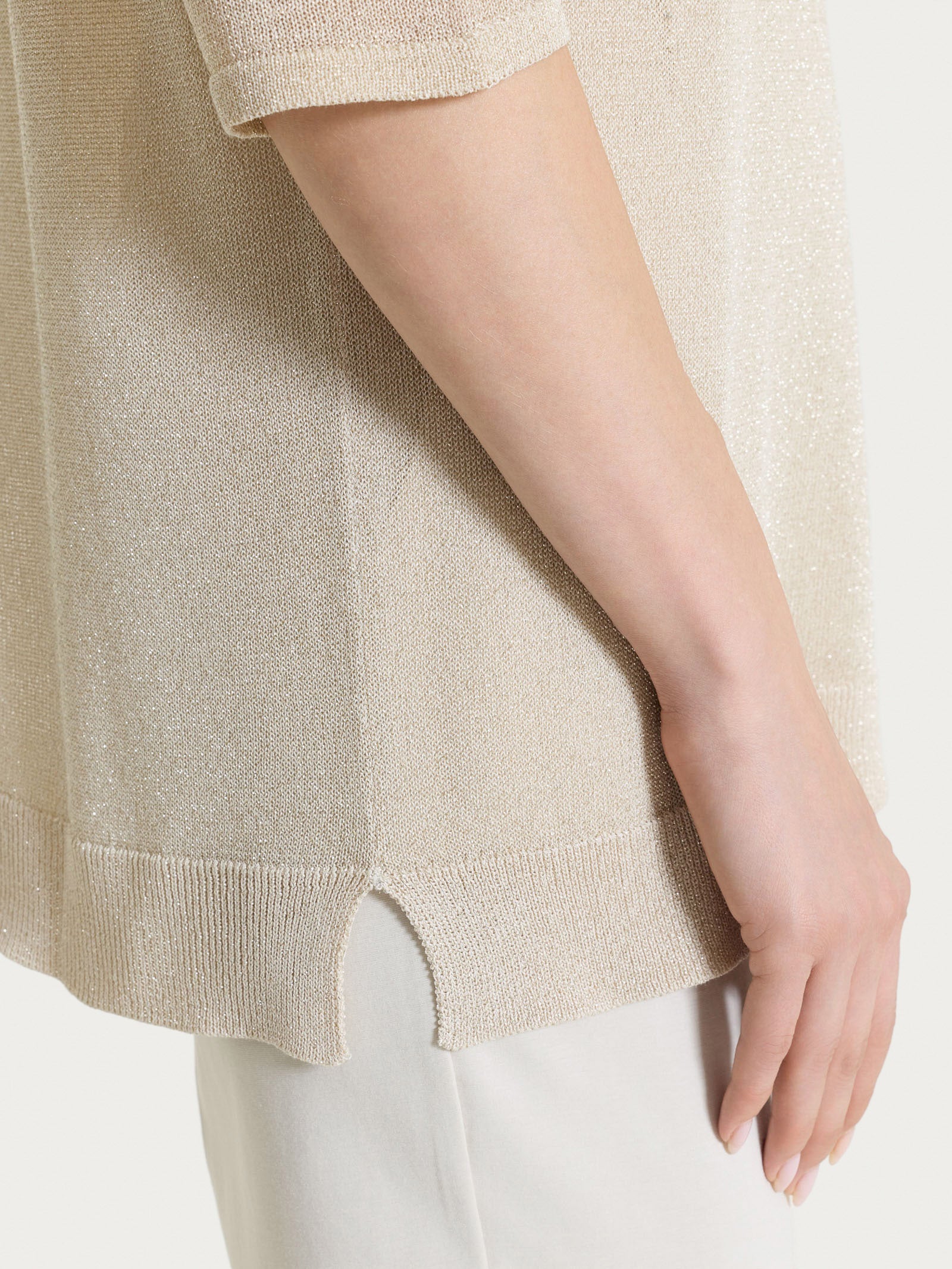 Ragno Crepe Lurex maglia donna Champignon manica 3/4