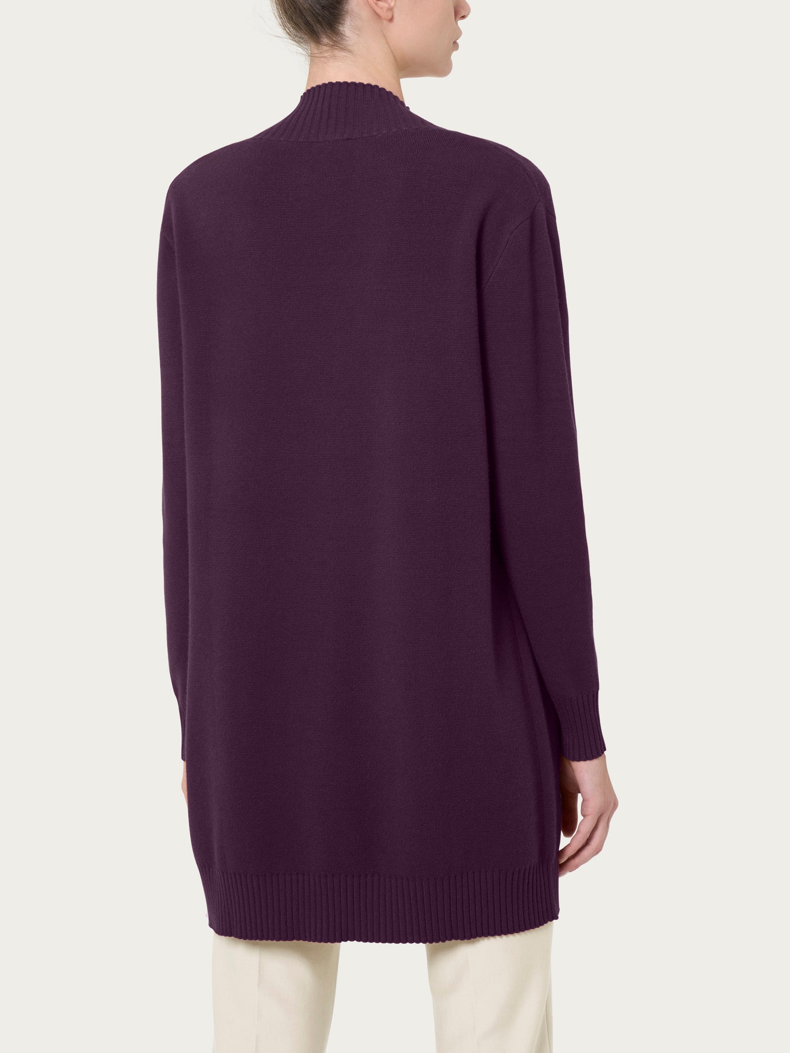 Ragno Super Soft cardigan lungo aperto viola