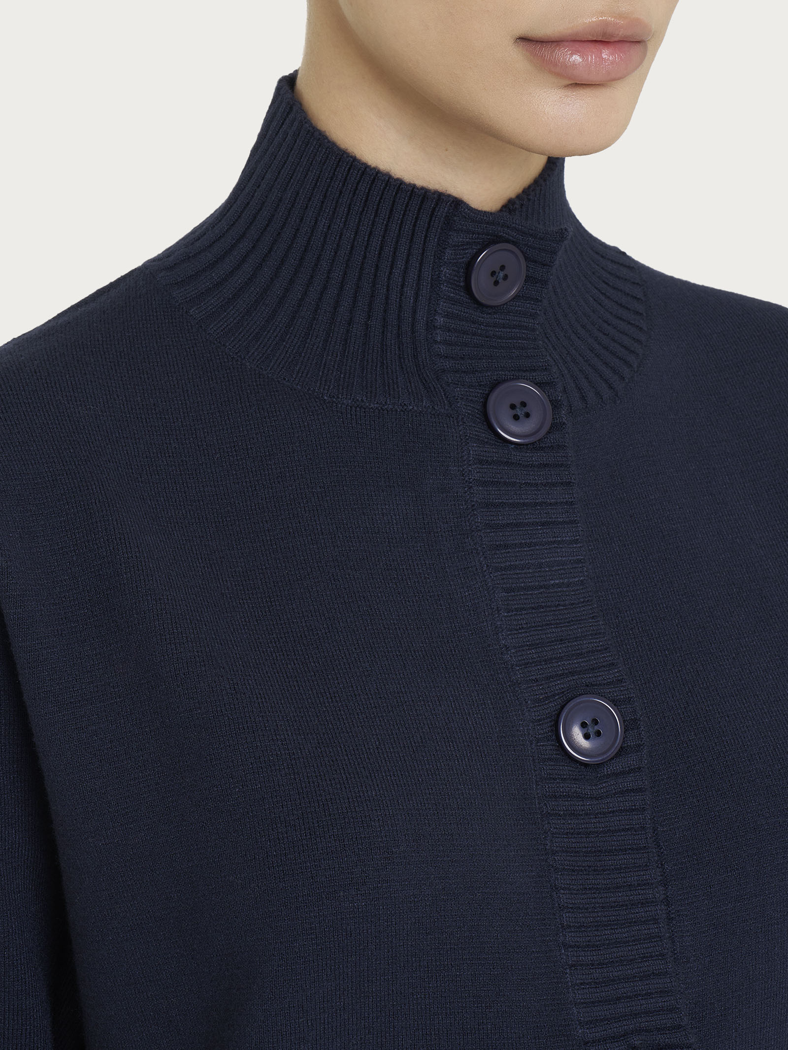 Ragno Super Soft Cardigan Collo Alto Blu caldo