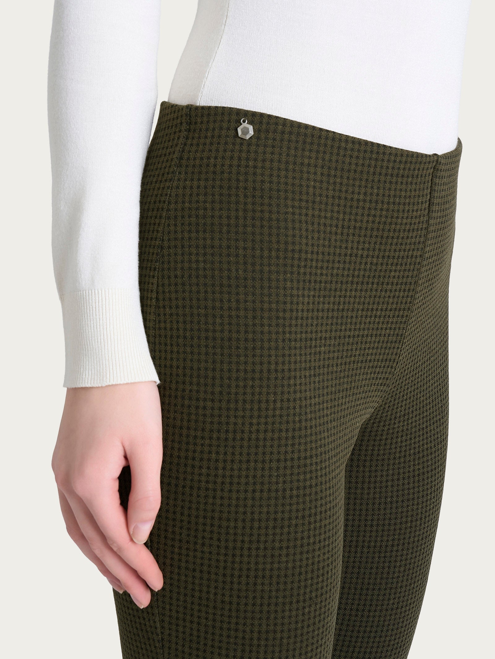 Ragno Eco Jacquard Pantalone Sigaretta Micro Check Dark Olive
