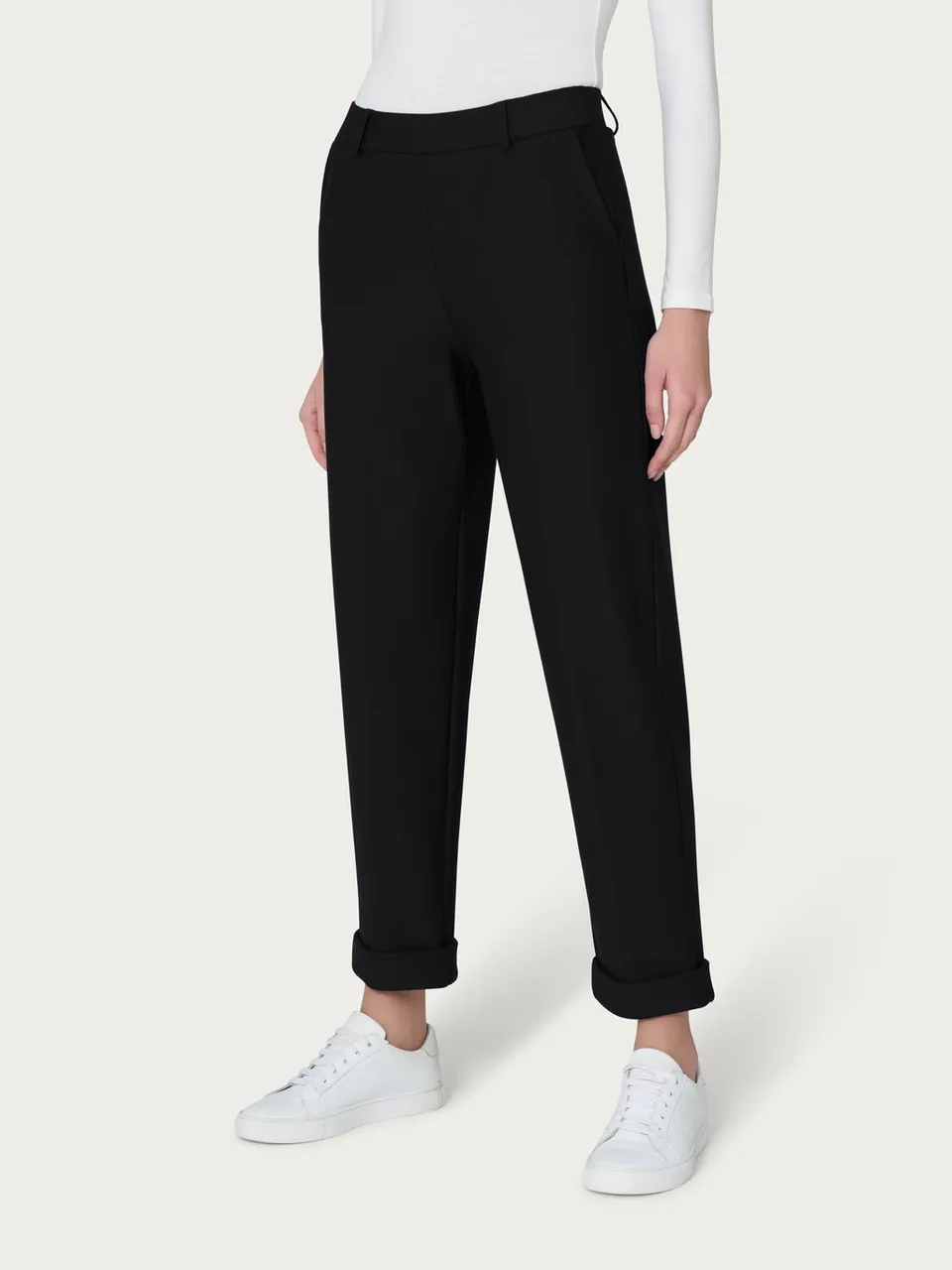 Ragno Compact Light pantaloni carrot donna neri con tasche