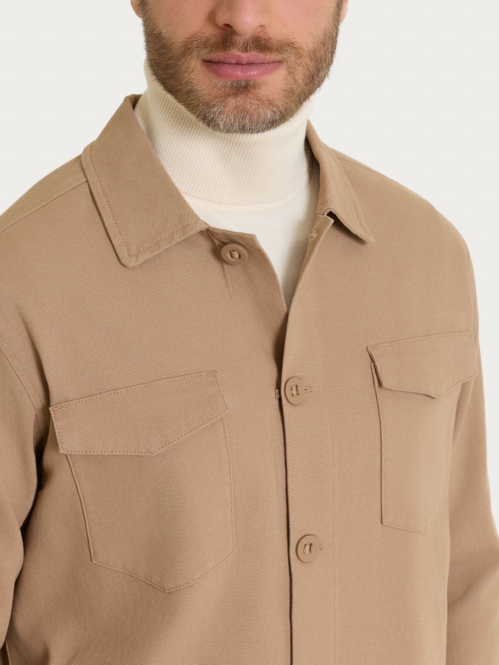 Ragno Shacket Canvas Stretch giacca uomo Tiger's Eye cotone