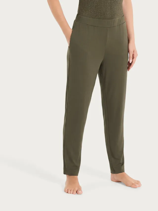 Ragno Viscosa Summer pantalone capri con tasche Dark Olive viscosa