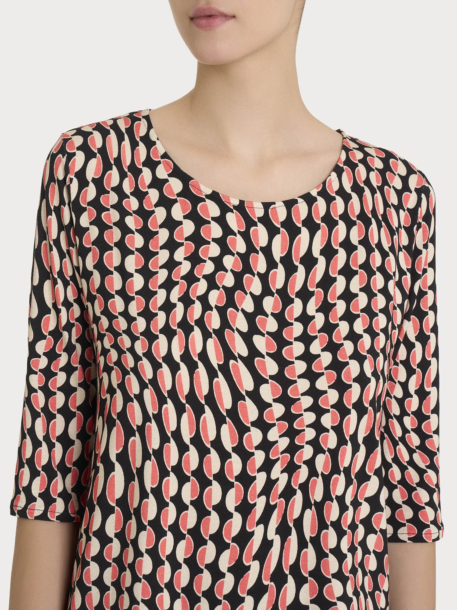 Ragno Crepe maglietta donna Nero onde manica 3/4