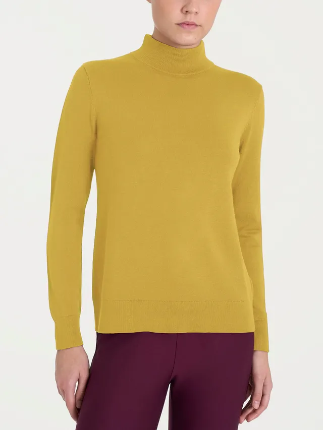 Ragno Four Seasons Mock Neck maglia giallo olio viscosa