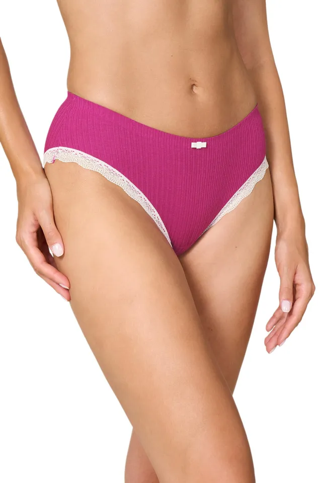 Goldenpoint slip donna fianco medio costina cotone pizzo