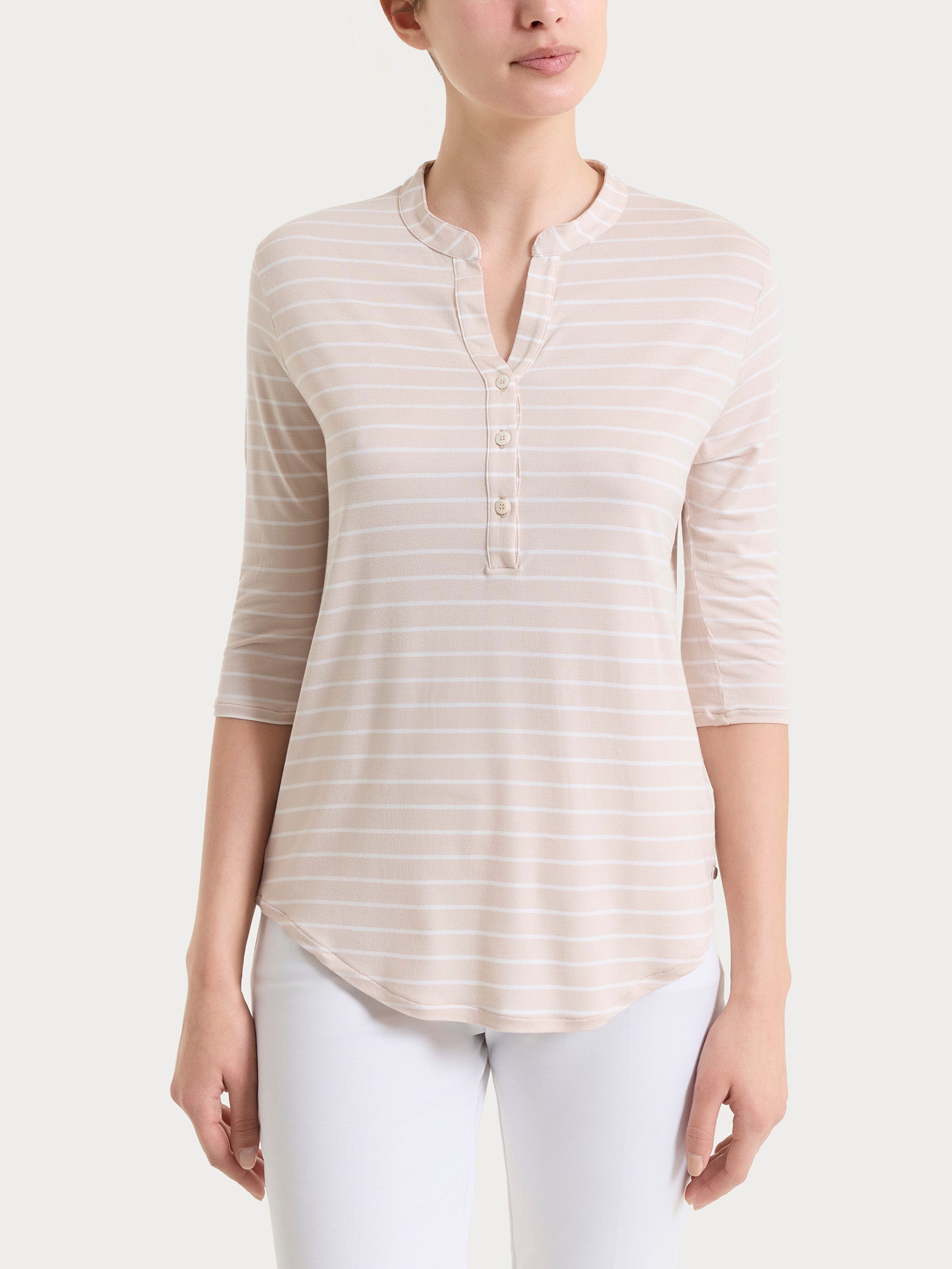 Ragno Summer Light Piquet Maglietta Righe Almond Peach