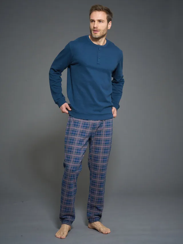 Ragno Interlock pigiama serafino Insignia Blue caldo