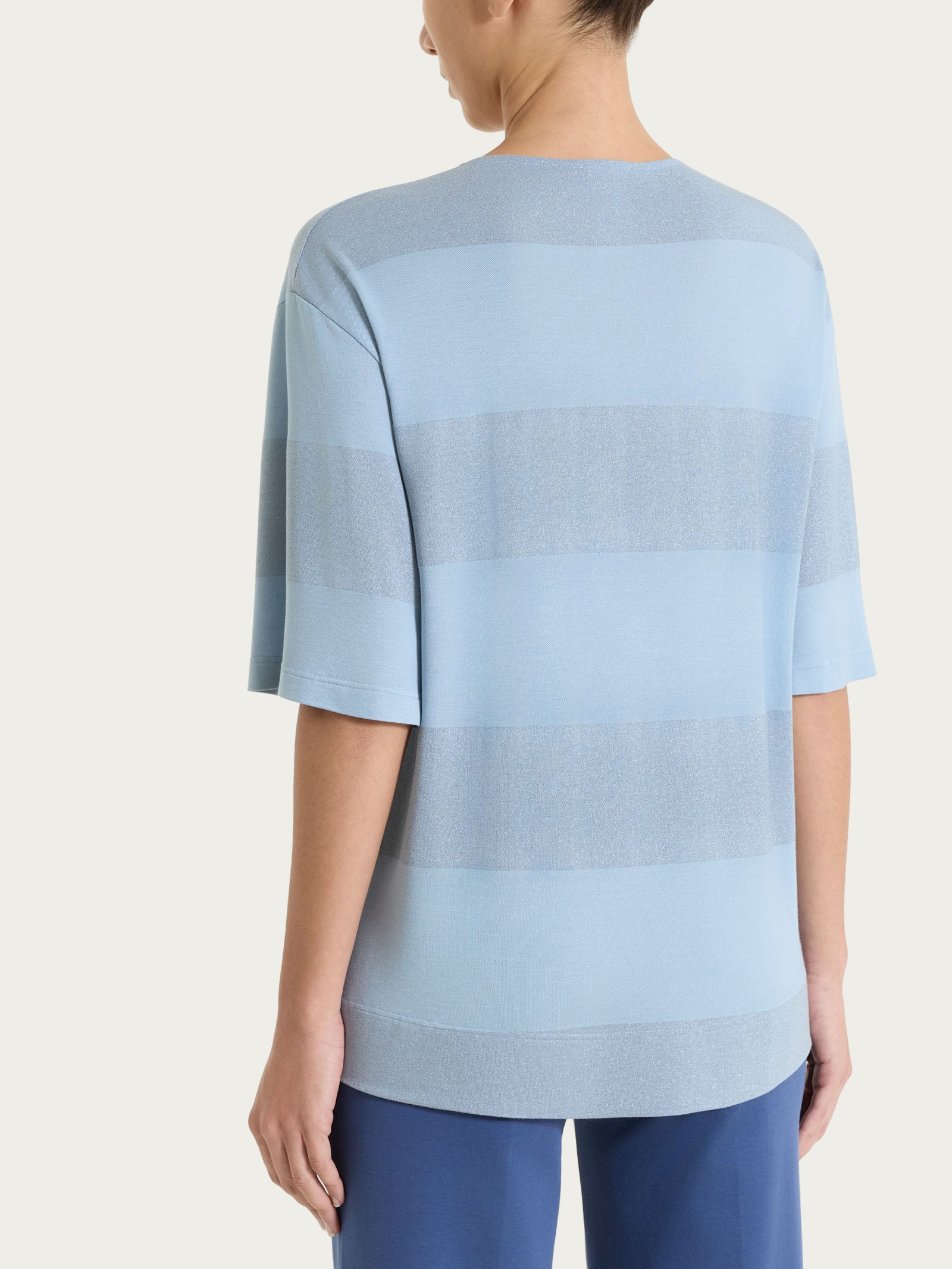 Ragno Summer Light t-shirt donna righe dusty blue lurex